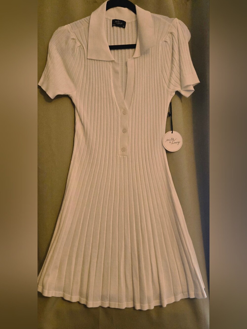 Ribbed polo sweater dress